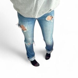 Hollister Women's Boot Cut Jeans - Distressed Blue